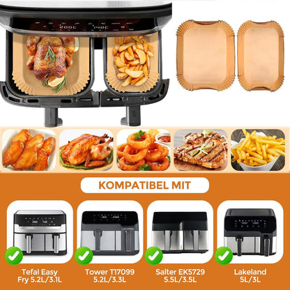 120 stk. airfryer bagepapir til Philips Dual Basket 6L/3L