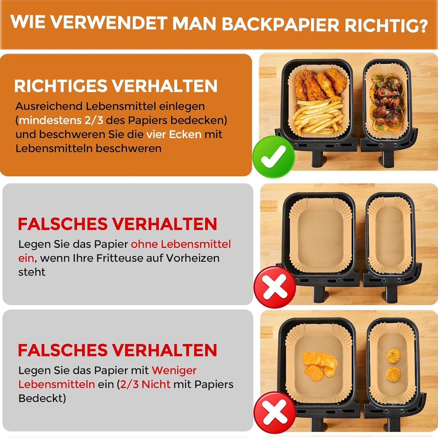 120 stk. airfryer bagepapir til Philips Dual Basket 6L/3L