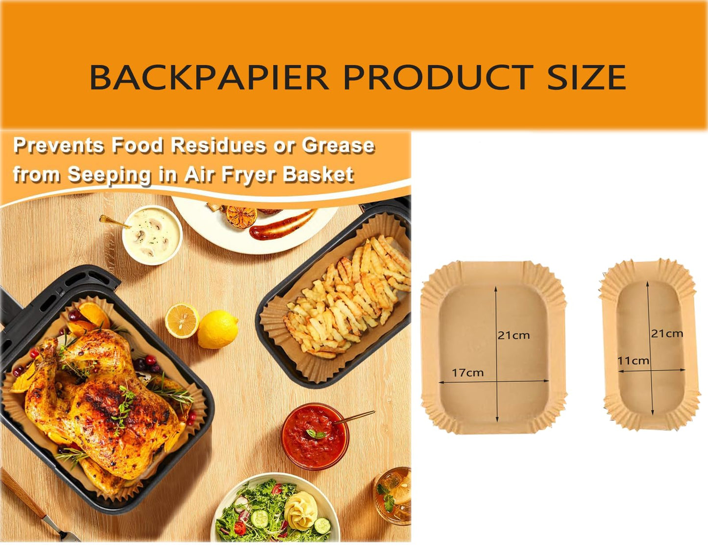 120 stk. airfryer bagepapir til Philips Dual Basket 6L/3L