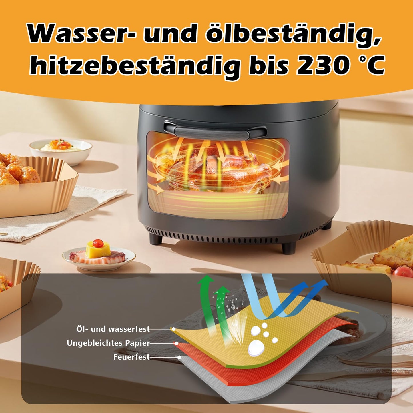 TopEsct 120 stk. airfryer bagepapir til Philips Dual Basket 6L/3L