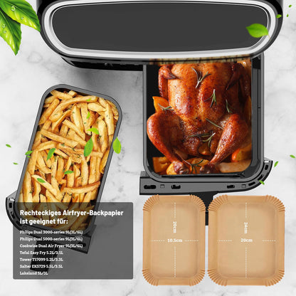 100 stk. airfryer bagepapir til Philips Dual Basket 6L/3L