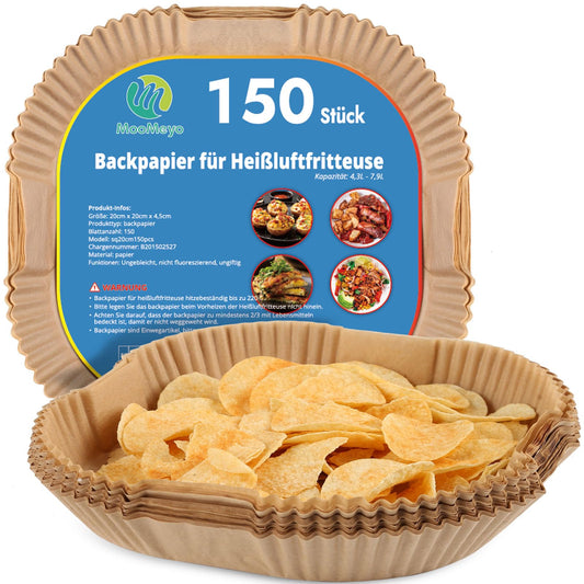 150 stk. airfryer bagepapir XL/XXL 20–24 cm