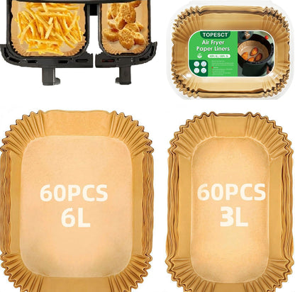TopEsct 120 stk. airfryer bagepapir til Philips Dual Basket 6L/3L