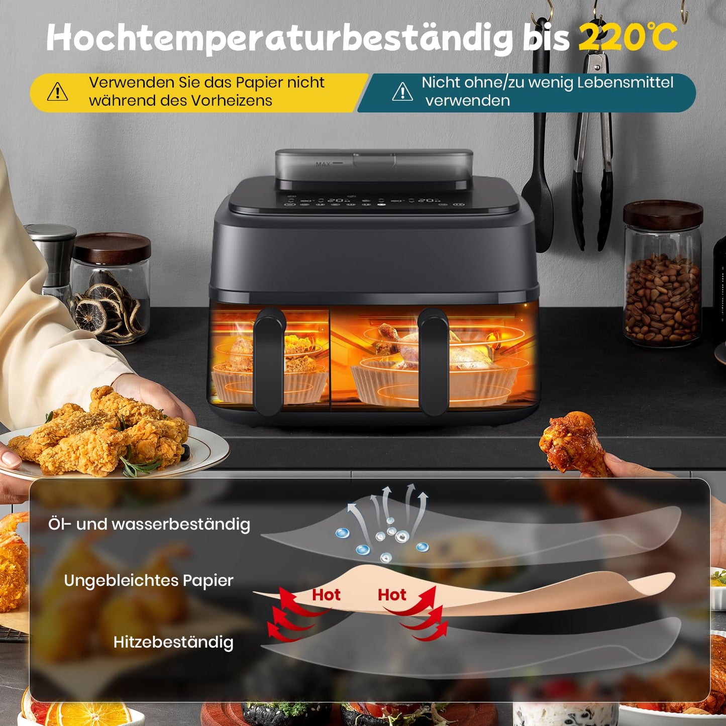 300 stk. airfryer bagepapir til Philips Dual Basket 9L