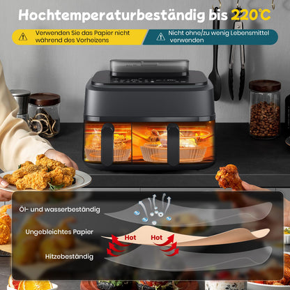 300 stk. airfryer bagepapir til Philips Dual Basket 9L