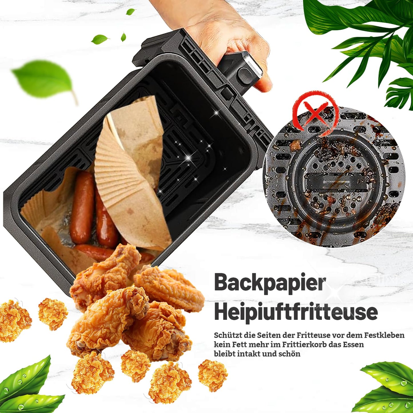 100 stk. airfryer bagepapir til Philips Dual Basket 6L/3L