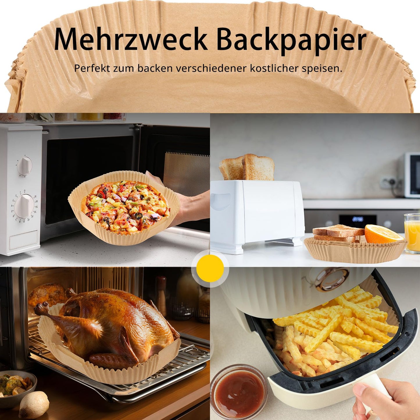 150 stk. airfryer bagepapir XL/XXL 20–24 cm
