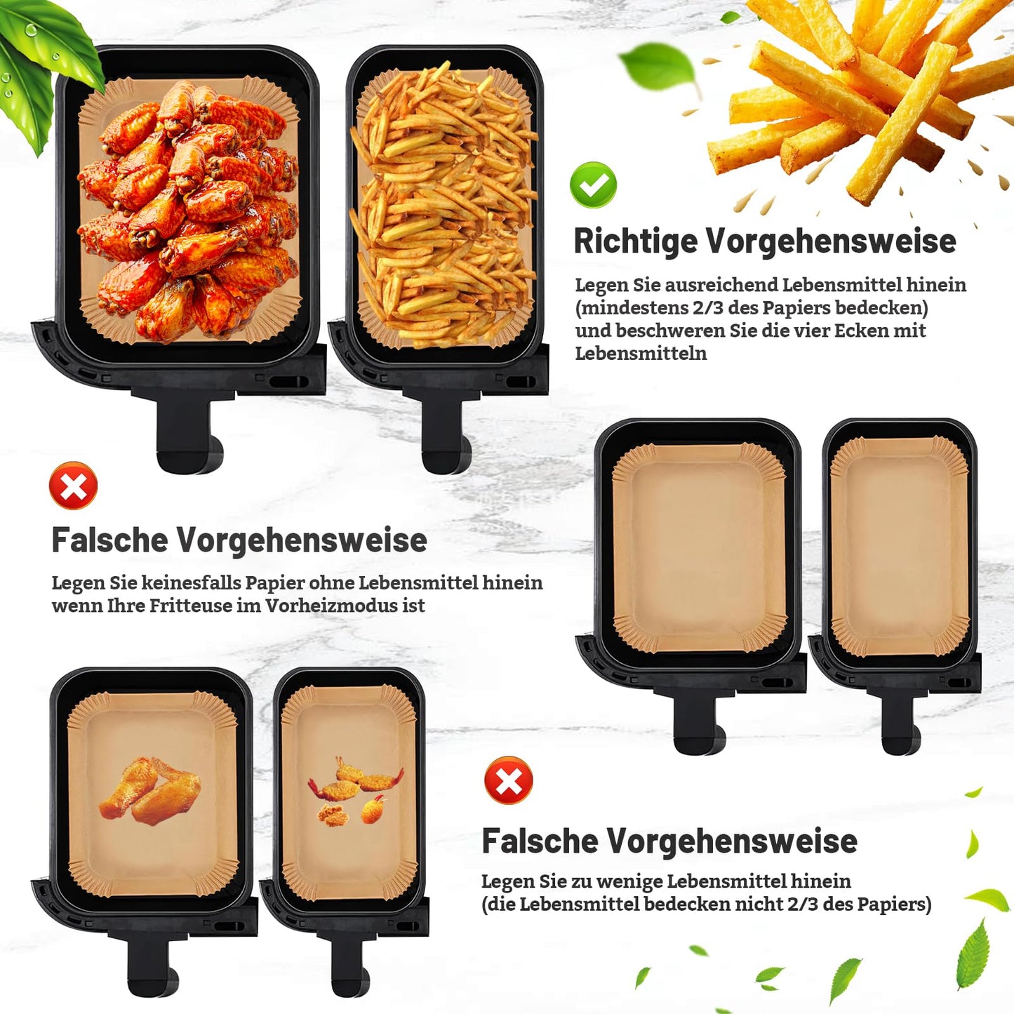 100 stk. airfryer bagepapir til Philips Dual Basket 6L/3L