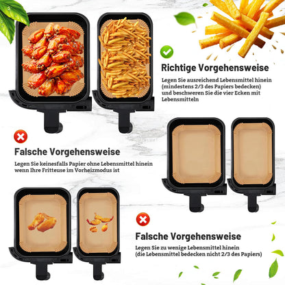 100 stk. airfryer bagepapir til Philips Dual Basket 6L/3L