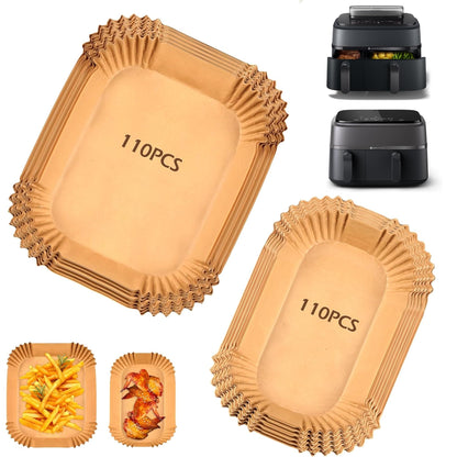 Hivio 220 stk. airfryer bagepapir til Philips Dual Basket 6L/3L