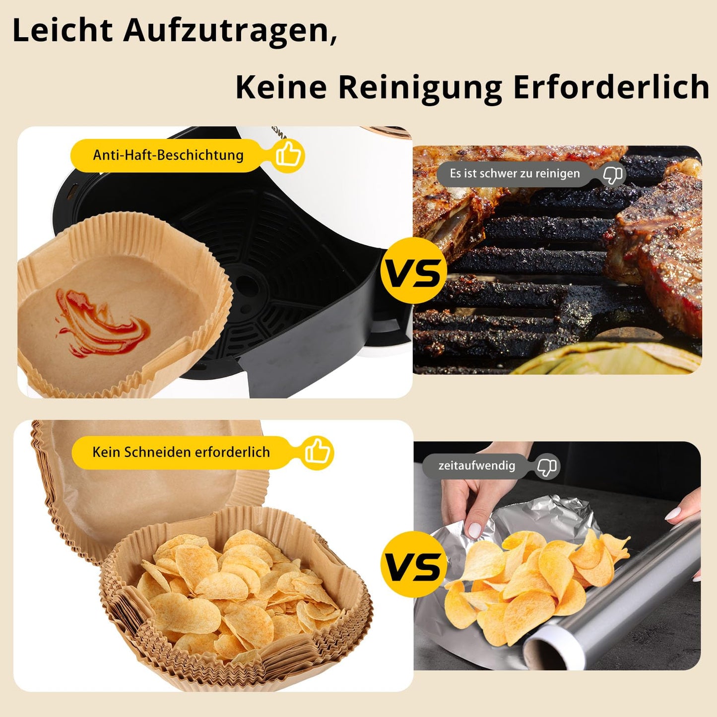 150 stk. airfryer bagepapir XL/XXL 20–24 cm