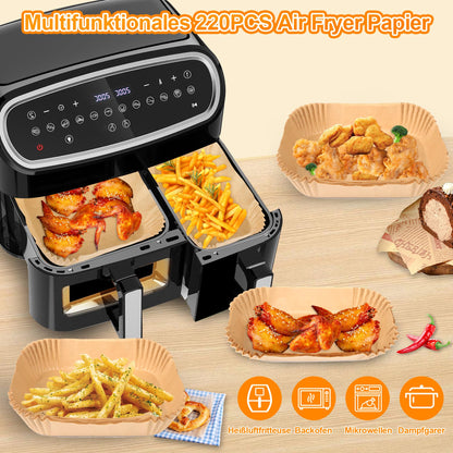 Hivio 220 stk. airfryer bagepapir til Philips Dual Basket 6L/3L